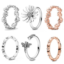 Load image into Gallery viewer, 2020 New Spring Authentic 925 Sterling Silver Ring Sparkling Daisy Flower Crown Rings Women Engagement  Jewelry