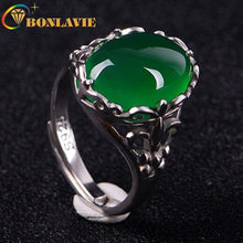 Load image into Gallery viewer, Zhen Rong Crystal Ring Female Vintage Inlaid Chalcedony Index Finger Opening Adjustable Female Ring