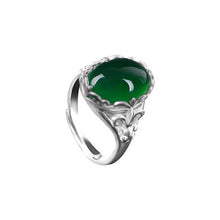 Load image into Gallery viewer, Zhen Rong Crystal Ring Female Vintage Inlaid Chalcedony Index Finger Opening Adjustable Female Ring