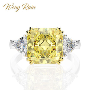 Wong Rain 100% 925 Sterling Silver Created Moissanite Citrine Sapphire Gemstone Wedding Engagement Ring Fine Jewelry Wholesale