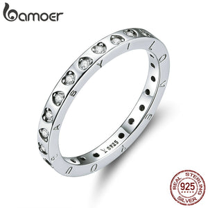 bamoer Engagement Wedding Band Genuine 925 Sterling Silver Minimalist Promise Finger Rings for Women 2020 Bijoux Moda SCR633