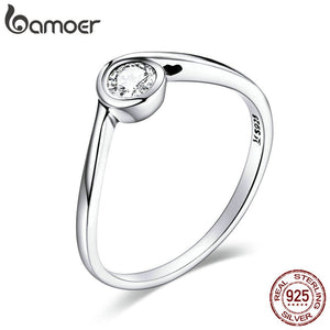 bamoer Genuine 925 Sterling Silver Mobius Ring Finger Rings for Women Wedding Band Engagement Statement Jewelry Anel SCR662