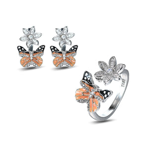 zhen rong AliExpress Hot Selling New Style Enamel Epoxy Butterfly Ring Eastern Europe Luxury Full of Crystals Zircon Earring