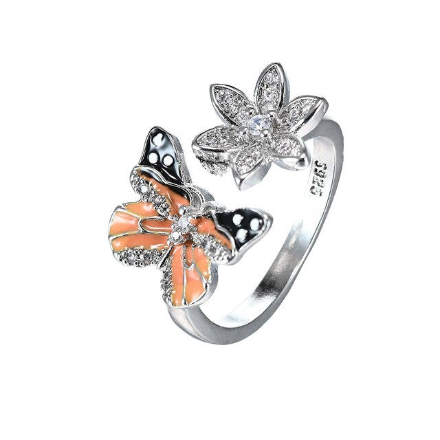 zhen rong AliExpress Hot Selling New Style Enamel Epoxy Butterfly Ring Eastern Europe Luxury Full of Crystals Zircon Earring