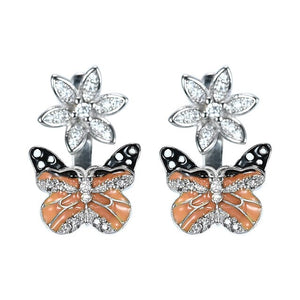 zhen rong AliExpress Hot Selling New Style Enamel Epoxy Butterfly Ring Eastern Europe Luxury Full of Crystals Zircon Earring