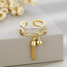 Load image into Gallery viewer, zhen rong Chinese-style Balls of Tassel Adjustable Ring Female Non-mainstream Simple INS Joints Ring Forefinger Rings Ornament
