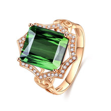 Load image into Gallery viewer, zhen rong Multicolored Series Wish Europe and America Plating 18k Gold Princess Square Emerald Tourmaline Color Gemstone Ring
