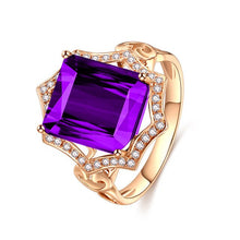 Load image into Gallery viewer, zhen rong Multicolored Series Wish Europe and America Plating 18k Gold Princess Square Emerald Tourmaline Color Gemstone Ring
