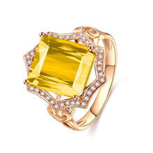 Load image into Gallery viewer, zhen rong Multicolored Series Wish Europe and America Plating 18k Gold Princess Square Emerald Tourmaline Color Gemstone Ring
