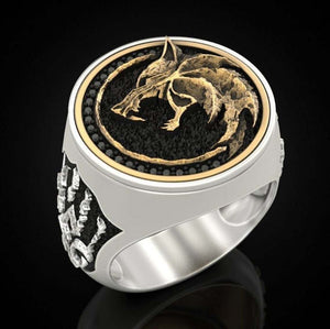 Zhen Rong Wish New Wizard Hunter Jack Wolfskin Ring European and American Viking Warrior Retro Two-Color Men's Ring