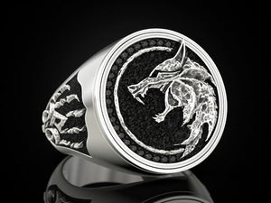 Zhen Rong Wish New Wizard Hunter Jack Wolfskin Ring European and American Viking Warrior Retro Two-Color Men's Ring